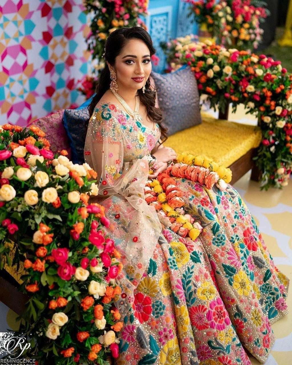Soft Mono Net Lehenga Choli, Sequins Embroidery, Bridal Wedding Party Wear XXL