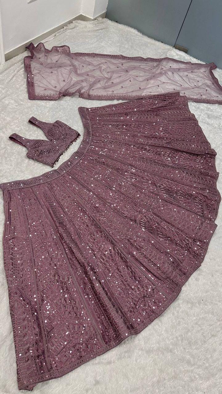 Kasturi Silk Lehenga Choli, Dori Sequins Thread Work, 3.5 Meter Flare, Indian Wedding Wear