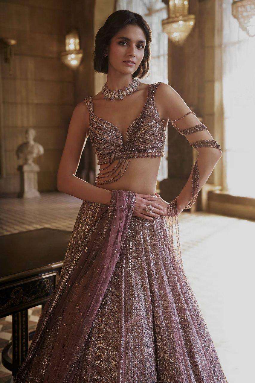 Kasturi Silk Lehenga Choli, Dori Sequins Thread Work, 3.5 Meter Flare, Indian Wedding Wear