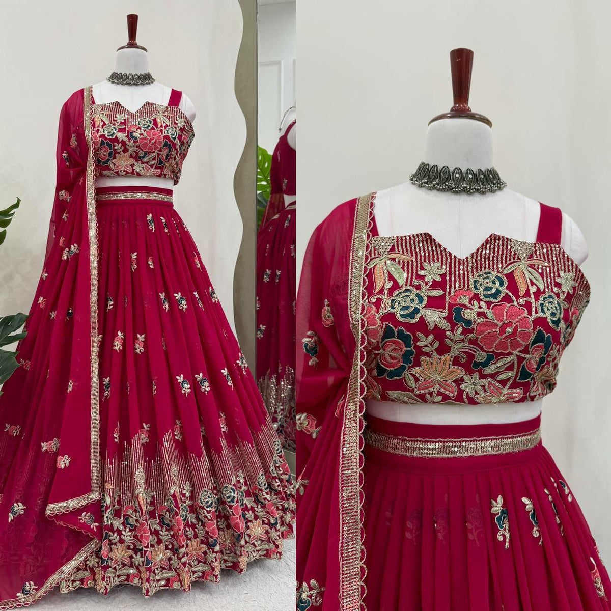 Designer Faux Georgette Lehenga Choli | Thread Coding Dori Work Indian Wedding Wear