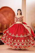 Red Faux Georgette Lehenga Choli | Sequins Zari Embroidery Bridal Set