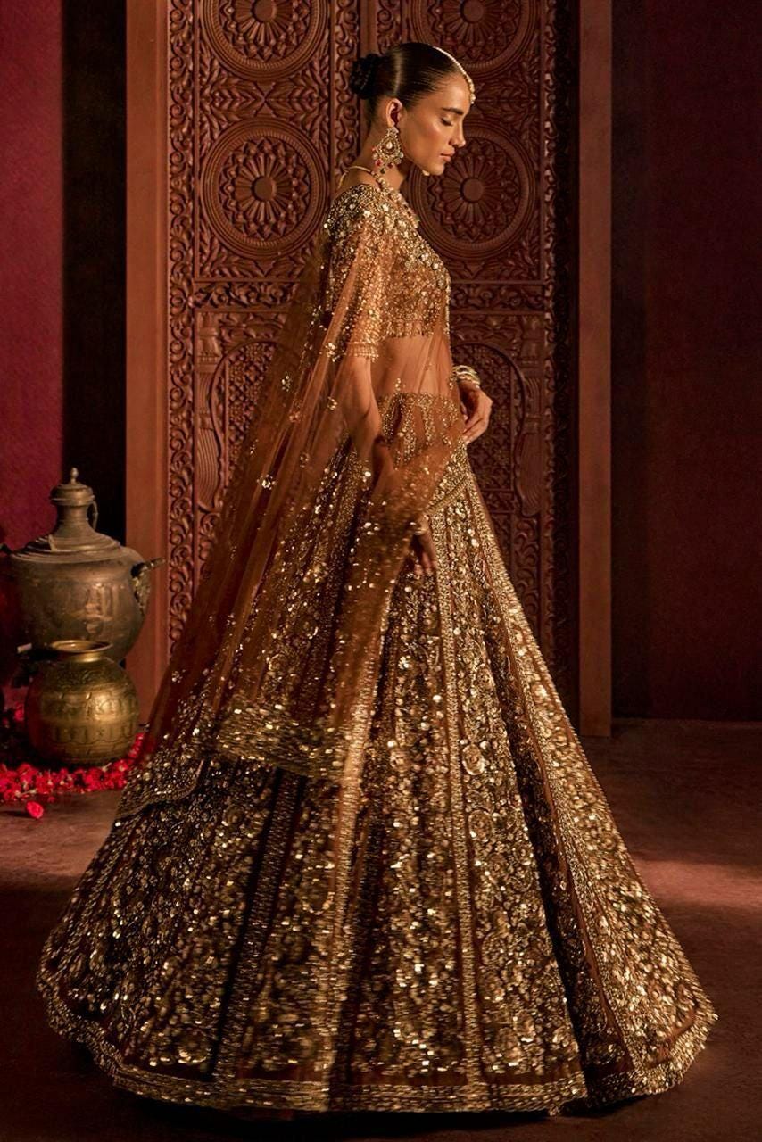 Sequins Dori Embroidery Butterfly Net Lehenga Choli Set | Bridal Wedding Indian Women's Wear