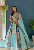 Faux Georgette Lehenga Choli Set | Sequins Embroidery Work, 3 Meter Flair