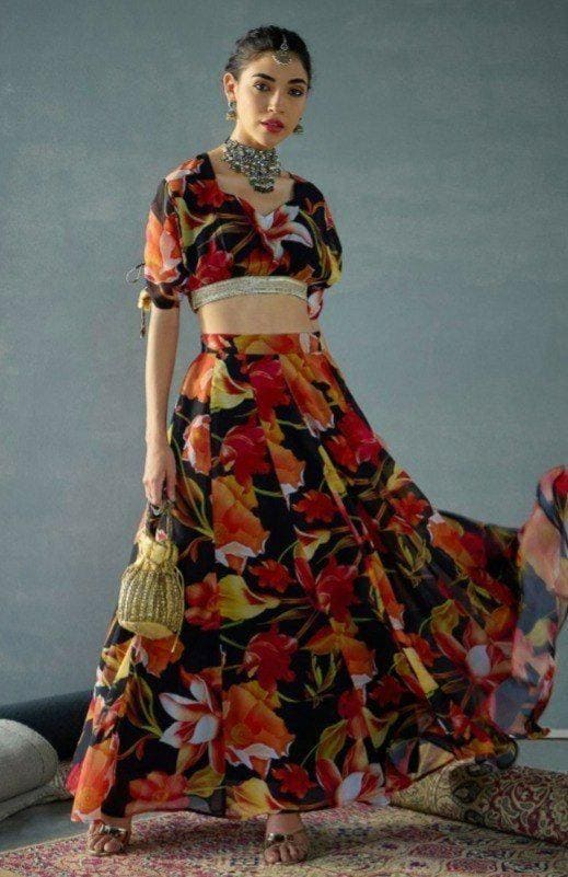 Digital Print Georgette Lehenga Choli Set | 5 Meter Flare Indian Festive Outfit (Ready-to-Wear)