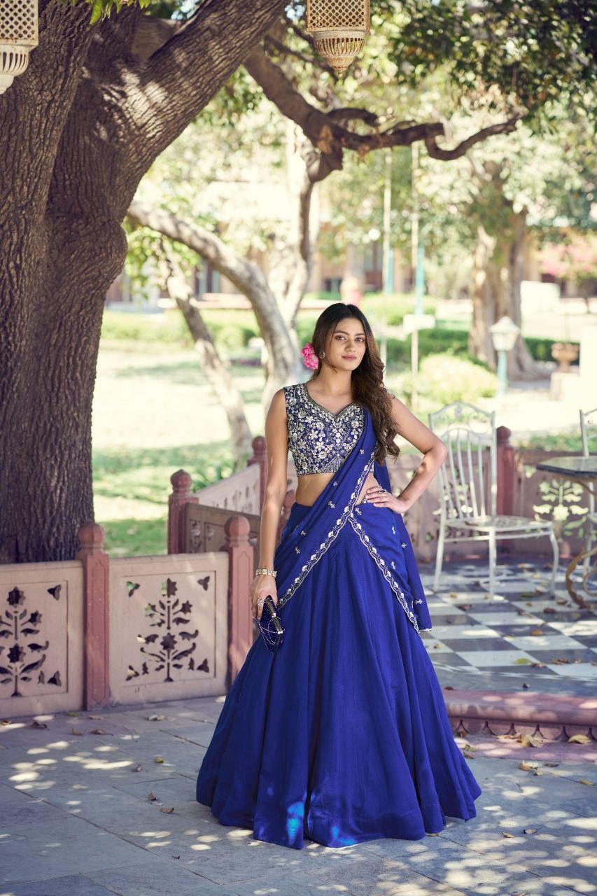 Kashmiri Lehenga Choli Set | Tube Beads, Sequins Embroidery | 5 Meter Flair Indian Wedding Wear