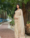 Pure Organza Silk Saree | Sequin Embroidery, Arco Cut Border, Banglory Silk Blouse