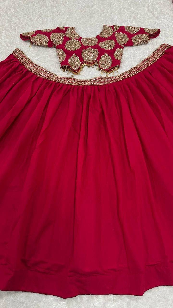 Roman Silk Lehenga Choli Set | Sequins, Dori Work, 3.5M Flair Bridal Wear
