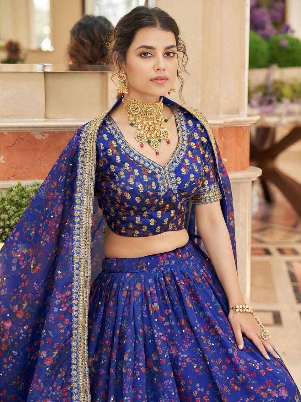 Teal Velvet Lehenga Choli, Zari Sequins Embroidery, Baby Pink Net Dupatta, Wedding Reception Wear