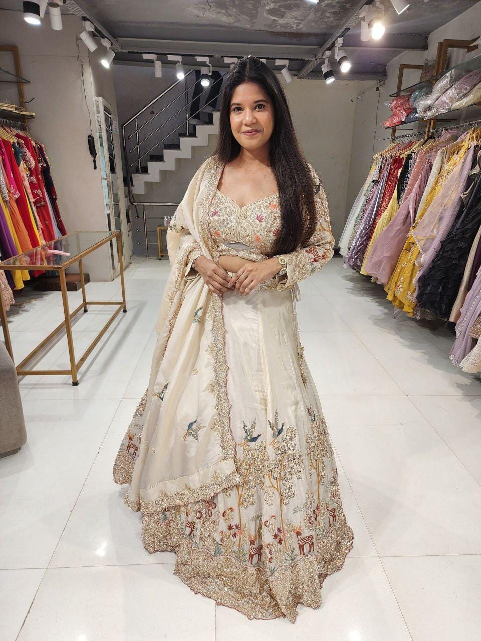 Rangoli Silk Lehenga Choli | Embroidery Cutwork Dori Sequin Work | Semi Stitched Bridal Wear