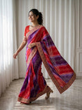 Digital Print Georgette Saree | Embroidered Lace Border, Silk Blouse (Digital Download)