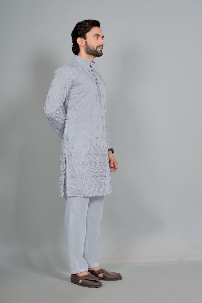 Men's Cotton Silk Kurta Pajama Set | Traditional Indian Ethnic Wear, Festive Occasions