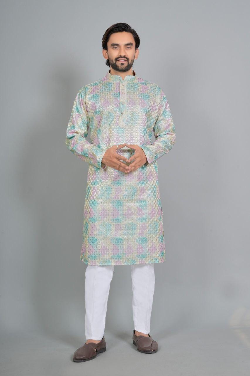 Men's Digital Print Rayon Kurta Pajama Set | Traditional Indian Ethnic Wear M–XXL