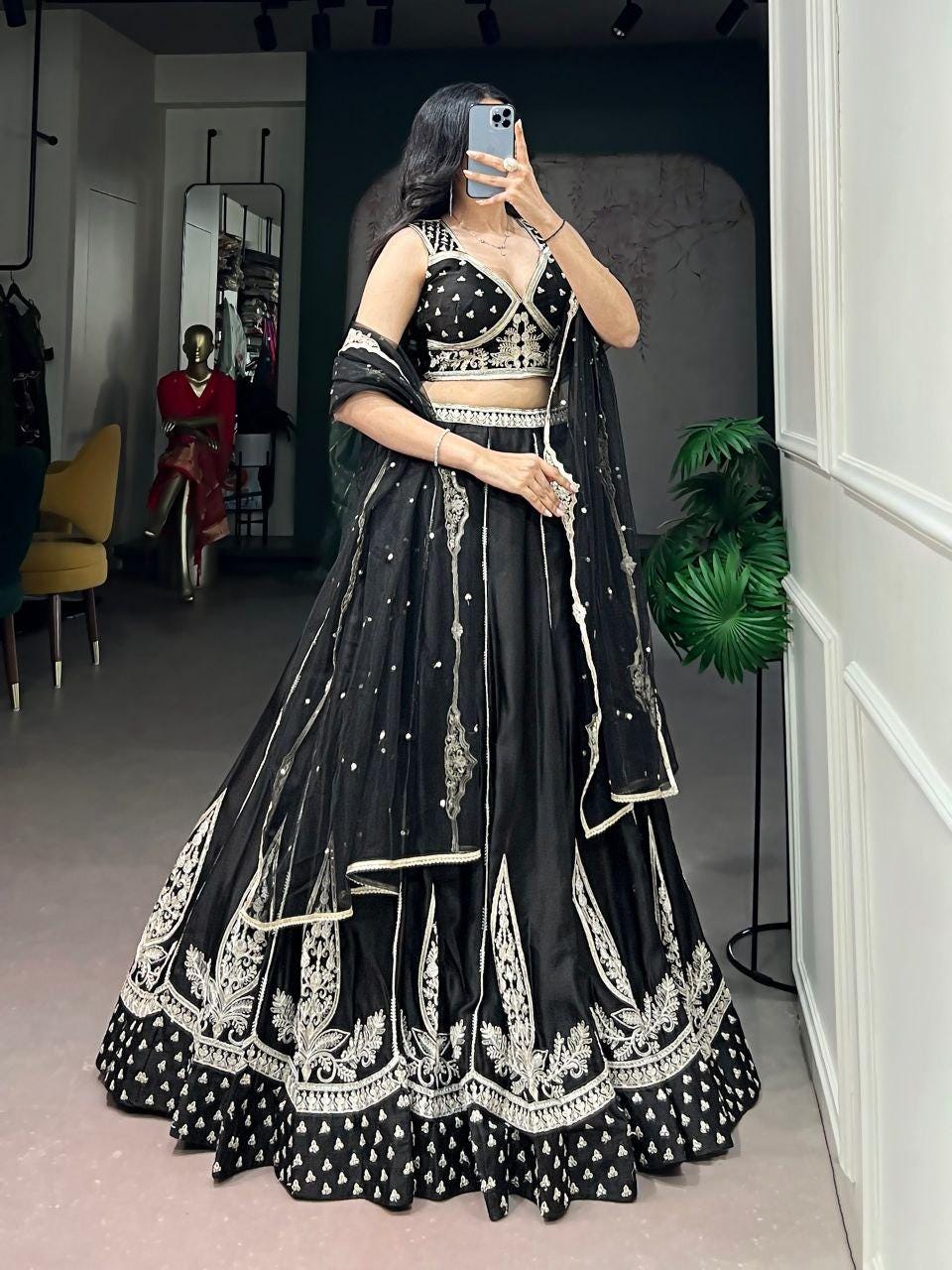 Naysha Silk Lehenga Choli Set | Thread Sequins Embroidery, 4 Meter Flair, Net Dupatta