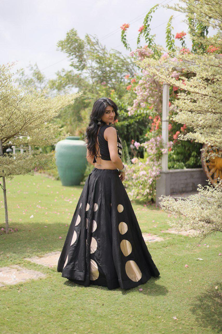 Roman Silk Lehenga Choli Set | Gota Work, Mirror Lace Blouse (Fully Stitched)