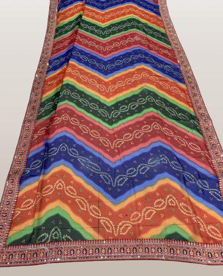 Soft Georgette Digital Print Saree | Embroidered Lace Border, Banglory Silk Blouse