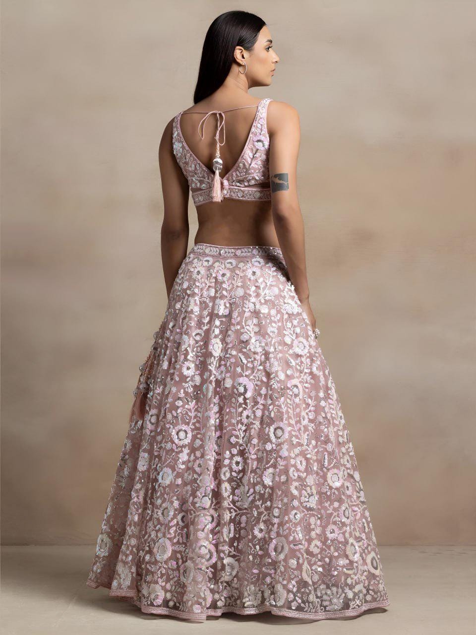 Soft Pink Soft Net Lehenga Choli Set | Floral Thread & Sequins Embroidered Lehenga | Semi-Stitched Wedding, Party Wear with Dupatta