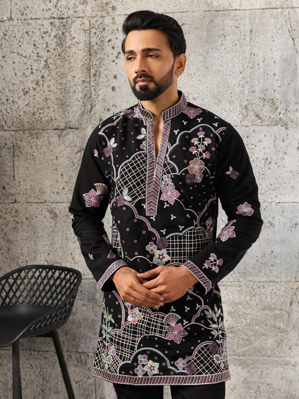 Japanese Fabric Kurta Pant Set | Men's Festive Beaded Ethnic Co-Ord