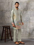 Men's Silk Kurta Pant Set | Thread Sequin Embroidery Festive Outfit