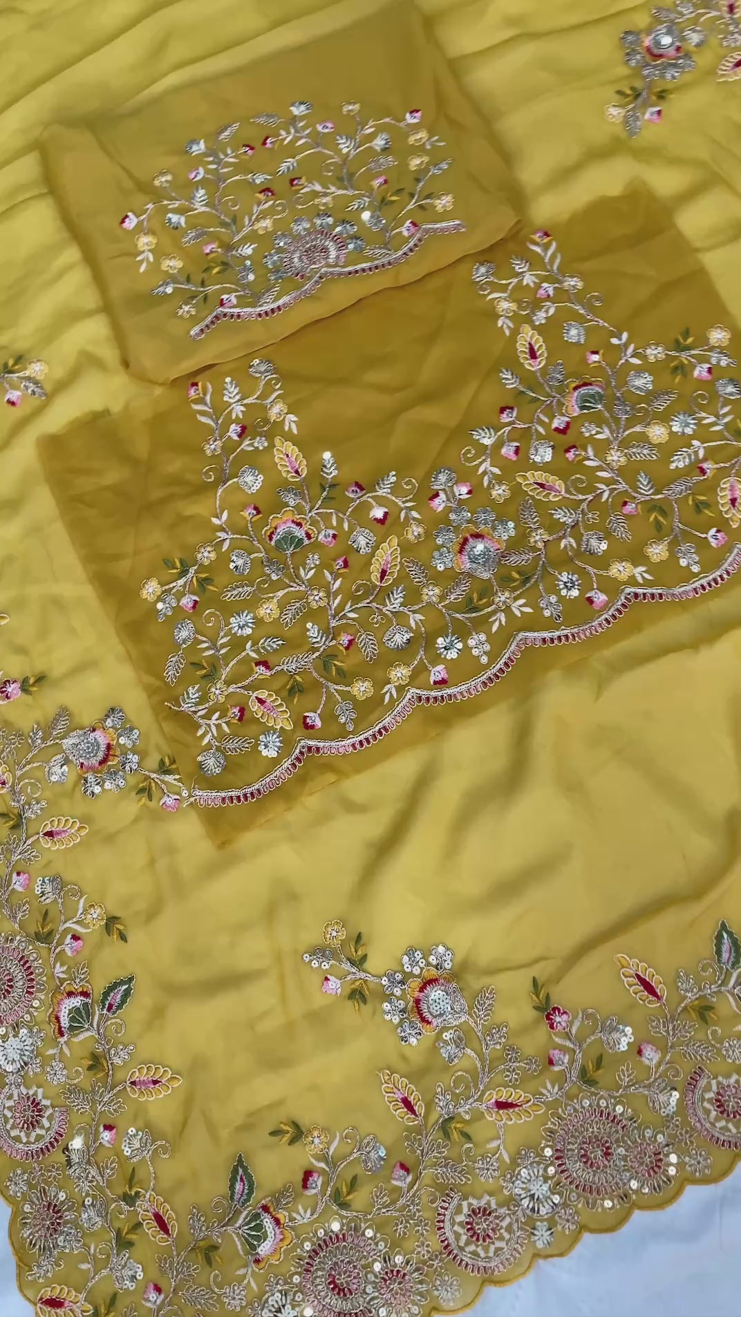 Soft Star Georgette Embroidered Saree with Cutwork Aarco Border